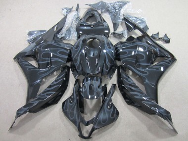 Schwarz Silber Flamme 09-12 Honda CBR600RR Motorrad Verkleidung