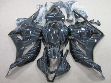 Schwarz Silber Flamme 09-12 Honda CBR600RR Motorrad Verkleidungen