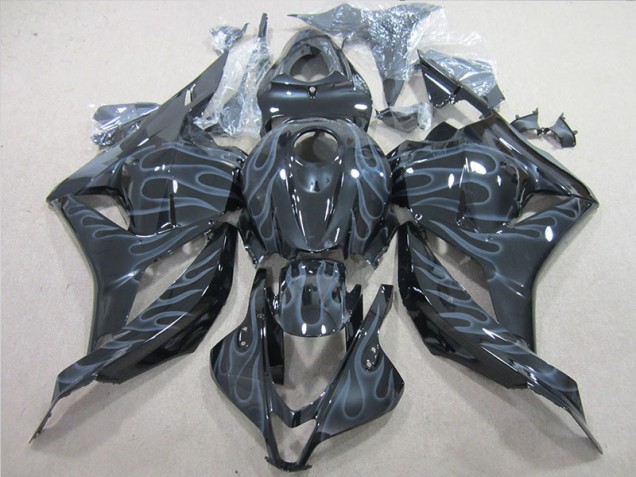 Schwarz Silber Flamme 09-12 Honda CBR600RR Motorrad Verkleidungen Schwarz Silber Flamme 09-12 Honda CBR600RR Motorrad Verkleidungen