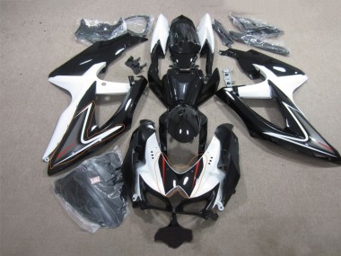 Schwarz Weiß 08-10 Suzuki GSXR 600 Motorrad Verkleidungen