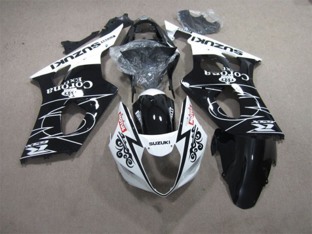 Schwarz Weiß Corona Extra Motul 03-04 Suzuki GSXR 1000 Motorrad Verkleidung Schwarz Weiß Corona Extra Motul 03-04 Suzuki GSXR 1000 Motorrad Verkleidung