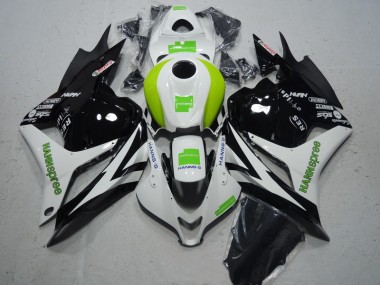Schwarz Weiß Grün Hannspree 09-12 Honda CBR600RR Motorrad Verkleidung