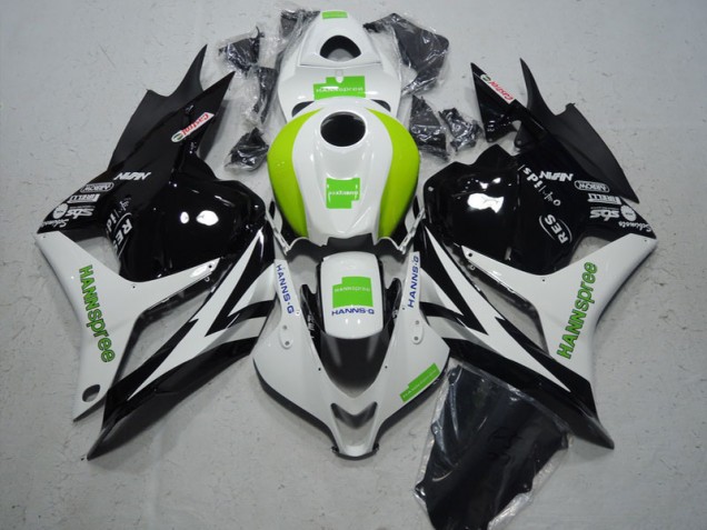 Schwarz Weiß Grün Hannspree 09-12 Honda CBR600RR Motorrad Verkleidungen Schwarz Weiß Grün Hannspree 09-12 Honda CBR600RR Motorrad Verkleidungen