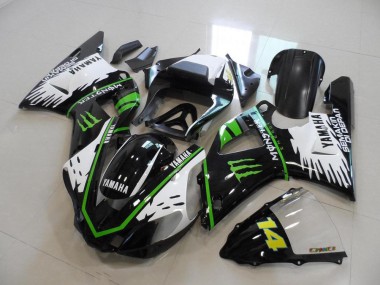 Schwarz Weiß Grün Monster 00-01 Yamaha YZF R1 Motorrad Verkleidung