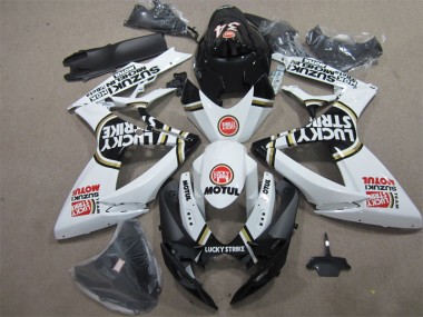 Schwarz Weiß Lucky Strike Motul 06-07 Suzuki GSXR 600 Motorrad Verkleidung
