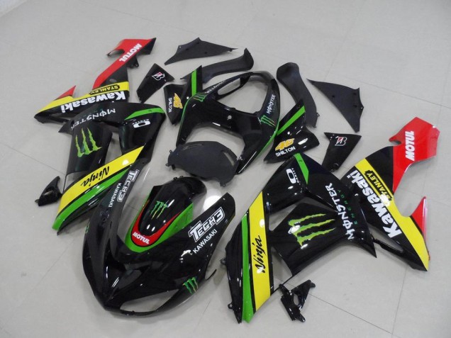 Schwarz gelbes Monster 06-07 Kawasaki ZX10R Motorrad Verkleidung Schwarz gelbes Monster 06-07 Kawasaki ZX10R Motorrad Verkleidung