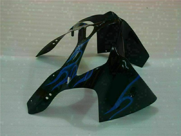 Schwarz mit Blaur Flamme 00-02 Kawasaki ZX6R Motorrad Verkleidung Schwarz mit Blaur Flamme 00-02 Kawasaki ZX6R Motorrad Verkleidung