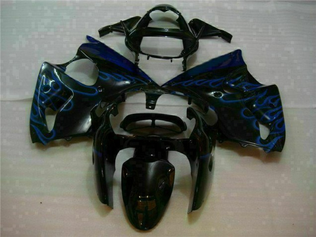 Schwarz mit Blaur Flamme 00-02 Kawasaki ZX6R Motorrad Verkleidung Schwarz mit Blaur Flamme 00-02 Kawasaki ZX6R Motorrad Verkleidung