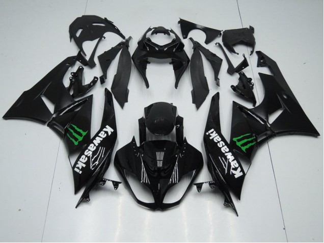 Schwarz mit Monster 09-12 Kawasaki ZX6R Motorrad Verkleidung