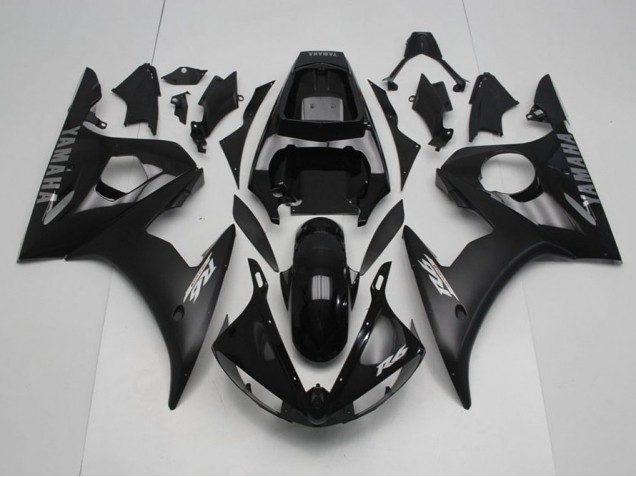 Schwarz mit silbernen Aufklebern 03-05 Yamaha YZF R6 Motorrad Verkleidung Schwarz mit silbernen Aufklebern 03-05 Yamaha YZF R6 Motorrad Verkleidung