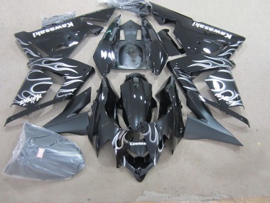 Schwarz mit weißer Flamme 03-05 Kawasaki ZX10R Motorrad Verkleidung
