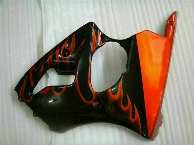 Schwarz rote Flamme 00-02 Kawasaki ZX6R Motorrad Verkleidung Schwarz rote Flamme 00-02 Kawasaki ZX6R Motorrad Verkleidung