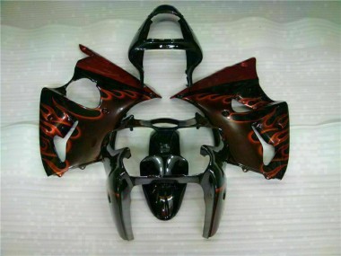 Schwarz rote Flamme 00-02 Kawasaki ZX6R Motorrad Verkleidung