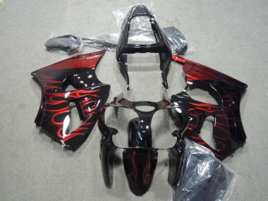 Schwarz rote Flamme 00-02 Kawasaki ZX6R Motorrad Verkleidungen