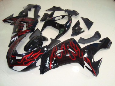 Schwarz rote Flamme 06-07 Kawasaki ZX10R Motorrad Verkleidung