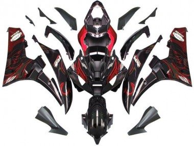 Schwarz rote Flamme 06-07 Yamaha YZF R6 Motorrad Verkleidung