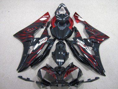 Schwarz rote Flamme 06-07 Yamaha YZF R6 Motorrad Verkleidungen