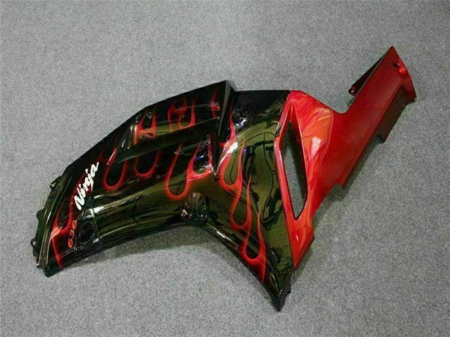 Schwarz rote Flamme 07-08 Kawasaki ZX6R Motorrad Verkleidung Schwarz rote Flamme 07-08 Kawasaki ZX6R Motorrad Verkleidung