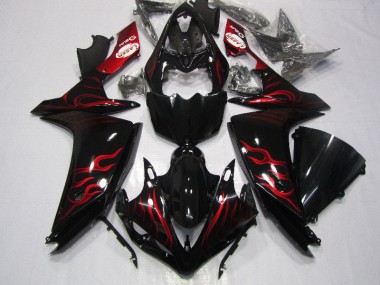 Schwarz rote Flamme 07-08 Yamaha YZF R1 Motorrad Verkleidung