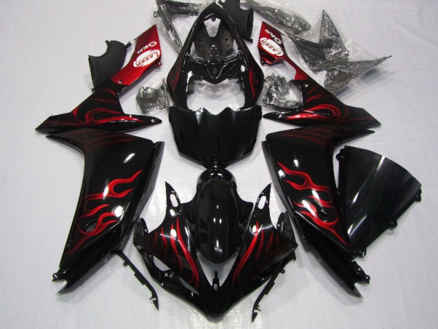 Schwarz rote Flamme 07-08 Yamaha YZF R1 Motorrad Verkleidung Schwarz rote Flamme 07-08 Yamaha YZF R1 Motorrad Verkleidung