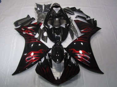 Schwarz rote Flamme 09-11 Yamaha YZF R1 Motorrad Verkleidung