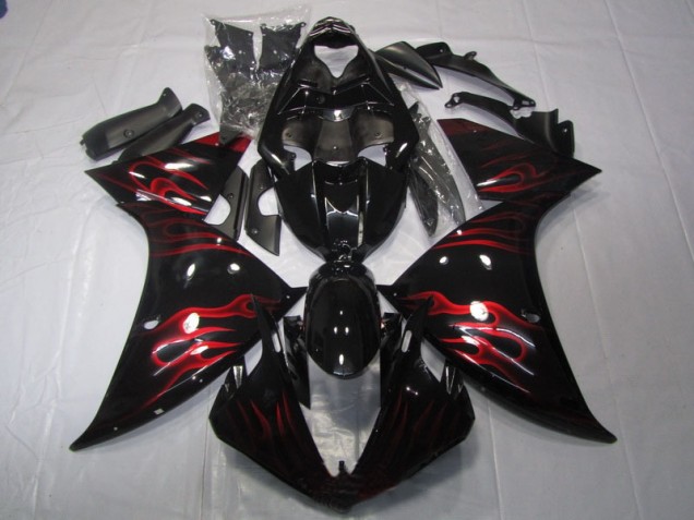 Schwarz rote Flamme 09-11 Yamaha YZF R1 Motorrad Verkleidung Schwarz rote Flamme 09-11 Yamaha YZF R1 Motorrad Verkleidung