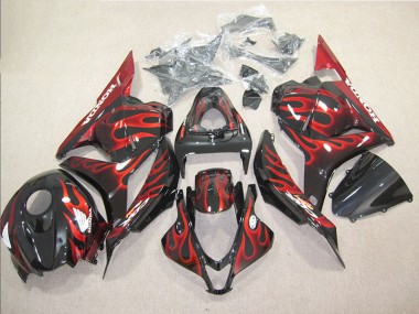 Schwarz rote Flamme 09-12 Honda CBR600RR Motorrad Vollverkleidung