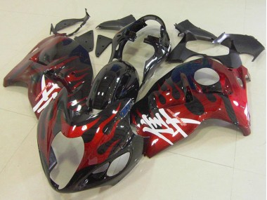 Schwarz rote Flamme 96-07 Suzuki GSXR 1300 Hayabusa Motorrad Verkleidung