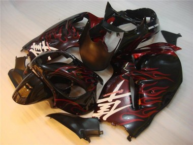 Schwarz rote Flamme 96-07 Suzuki GSXR 1300 Hayabusa Motorrad Verkleidungen