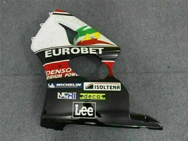 Schwarz weißer Eurobet 00-02 Kawasaki ZX6R Motorrad Verkleidung Schwarz weißer Eurobet 00-02 Kawasaki ZX6R Motorrad Verkleidung