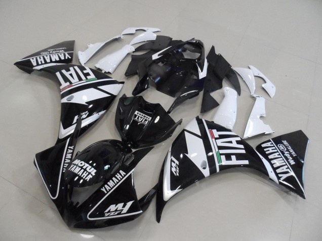 Schwarz weißer Fiat 09-11 Yamaha YZF R1 Motorrad Verkleidungen Schwarz weißer Fiat 09-11 Yamaha YZF R1 Motorrad Verkleidungen
