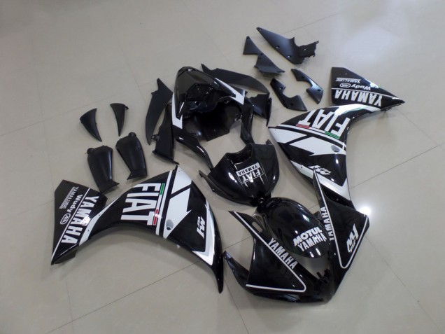 Schwarz weißer Fiat 12-14 Yamaha YZF R1 Motorrad Verkleidung Schwarz weißer Fiat 12-14 Yamaha YZF R1 Motorrad Verkleidung