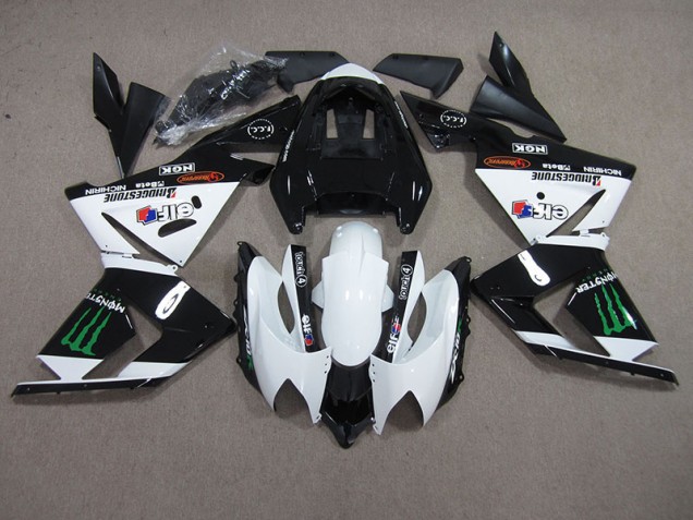 Schwarz weißes Monster 03-05 Kawasaki ZX10R Motorrad Verkleidung Schwarz weißes Monster 03-05 Kawasaki ZX10R Motorrad Verkleidung