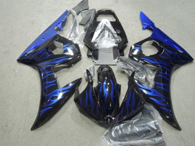 Schwarze Blau Flamme 03-05 Yamaha YZF R6 Motorrad Verkleidungen