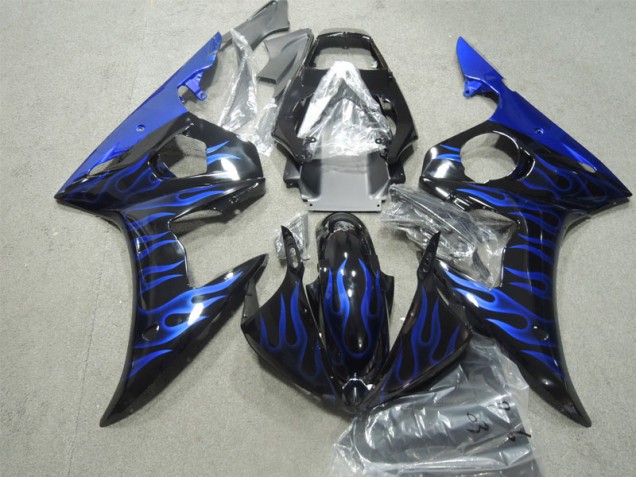 Schwarze Blau Flamme 03-05 Yamaha YZF R6 Motorrad Verkleidungen Schwarze Blau Flamme 03-05 Yamaha YZF R6 Motorrad Verkleidungen