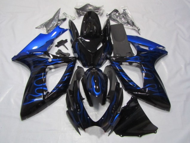 Schwarze Blau Flamme 06-07 Suzuki GSXR 750 Motorrad Verkleidung Schwarze Blau Flamme 06-07 Suzuki GSXR 750 Motorrad Verkleidung