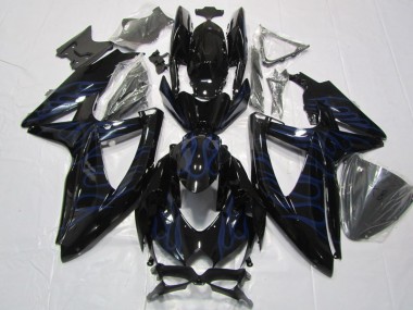 Schwarze Blau Flamme 08-10 Suzuki GSXR 600 Motorrad Verkleidung