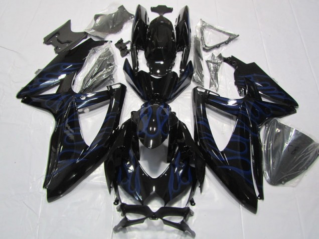 Schwarze Blau Flamme 08-10 Suzuki GSXR 600 Motorrad Verkleidung Schwarze Blau Flamme 08-10 Suzuki GSXR 600 Motorrad Verkleidung