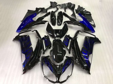 Schwarze Blau Flamme 12-16 Kawasaki EX650 Motorrad Verkleidung