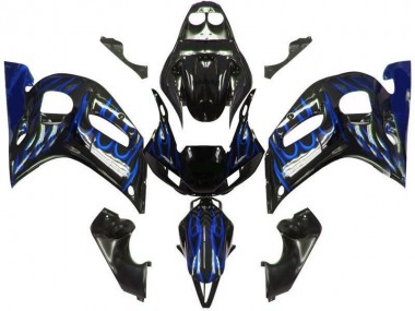 Schwarze Blau Flamme 98-02 Yamaha YZF R6 Motorrad Verkleidung