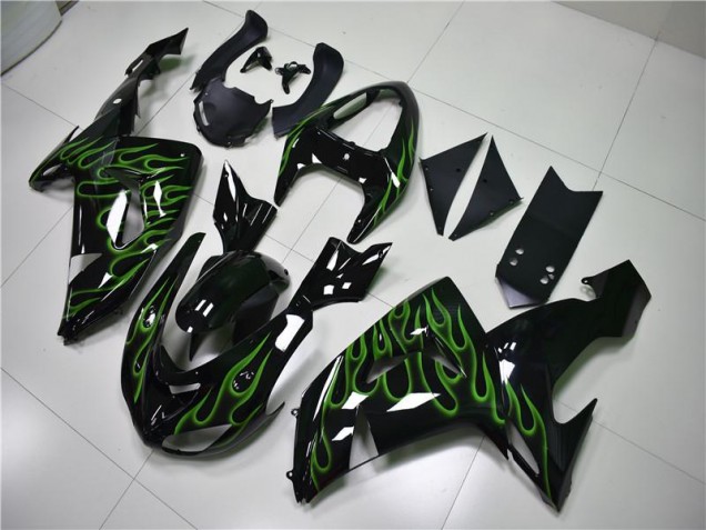 Schwarze grüne Flamme 06-07 Kawasaki ZX10R Motorrad Verkleidung Schwarze grüne Flamme 06-07 Kawasaki ZX10R Motorrad Verkleidung