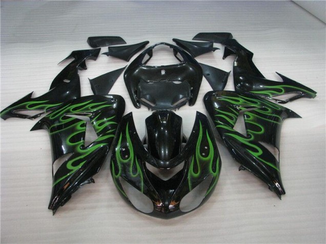 Schwarze grüne Flamme 06-07 Kawasaki ZX10R Motorrad Verkleidung Schwarze grüne Flamme 06-07 Kawasaki ZX10R Motorrad Verkleidung