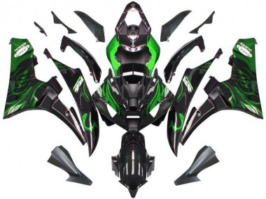 Schwarze grüne Flamme 06-07 Yamaha YZF R6 Motorrad Verkleidung
