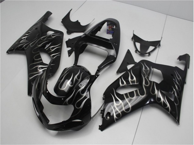 Schwarze weiße Flamme 01-03 Suzuki GSXR 600/750 Motorrad Verkleidung Schwarze weiße Flamme 01-03 Suzuki GSXR 600/750 Motorrad Verkleidung