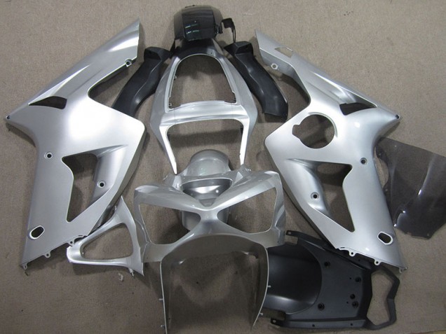 Silber 03-04 Kawasaki ZX6R Motorrad Verkleidung Silber 03-04 Kawasaki ZX6R Motorrad Verkleidung