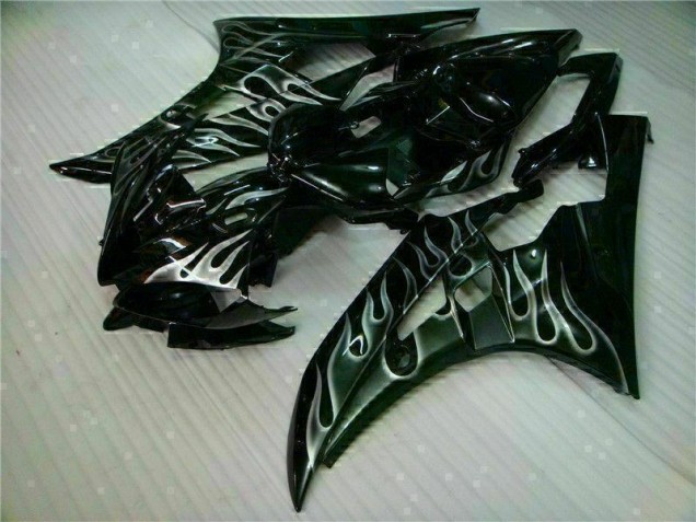 Silber Flamme Schwarz 06-07 Yamaha YZF R6 Motorrad Verkleidung Silber Flamme Schwarz 06-07 Yamaha YZF R6 Motorrad Verkleidung