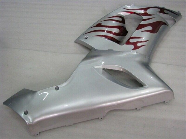 Silber Rot Flammen 05-06 Kawasaki ZX6R Motorrad Verkleidung Silber Rot Flammen 05-06 Kawasaki ZX6R Motorrad Verkleidung