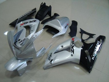 Silber Schwarz 03-04 Kawasaki ZX6R Motorrad Verkleidung