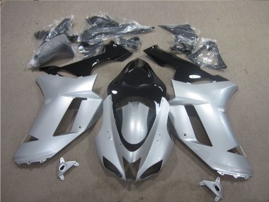 Silber Schwarz 07-08 Kawasaki ZX6R Motorrad Verkleidung