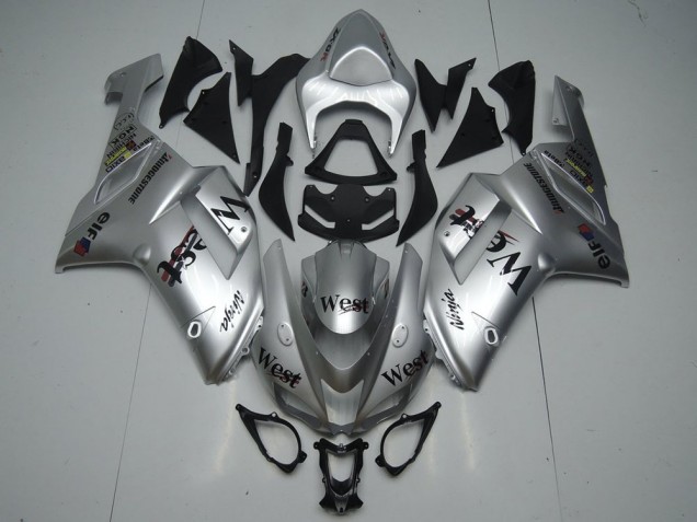 Silber West 07-08 Kawasaki ZX6R Motorrad Verkleidung Silber West 07-08 Kawasaki ZX6R Motorrad Verkleidung